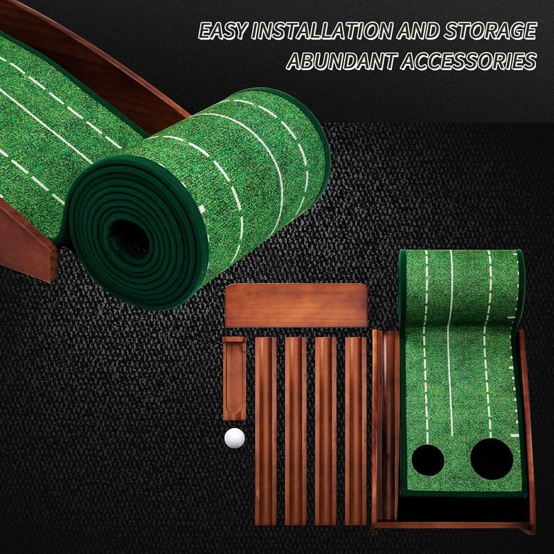 YOUCZON Putting Green Indoor,Golf Putting Mat with Auto Ball Return,Premium Crystal Velvet Surface, Practice Putting mat, Perfect Training Aid & Gift for Golf Lovers Christmas - Image 5